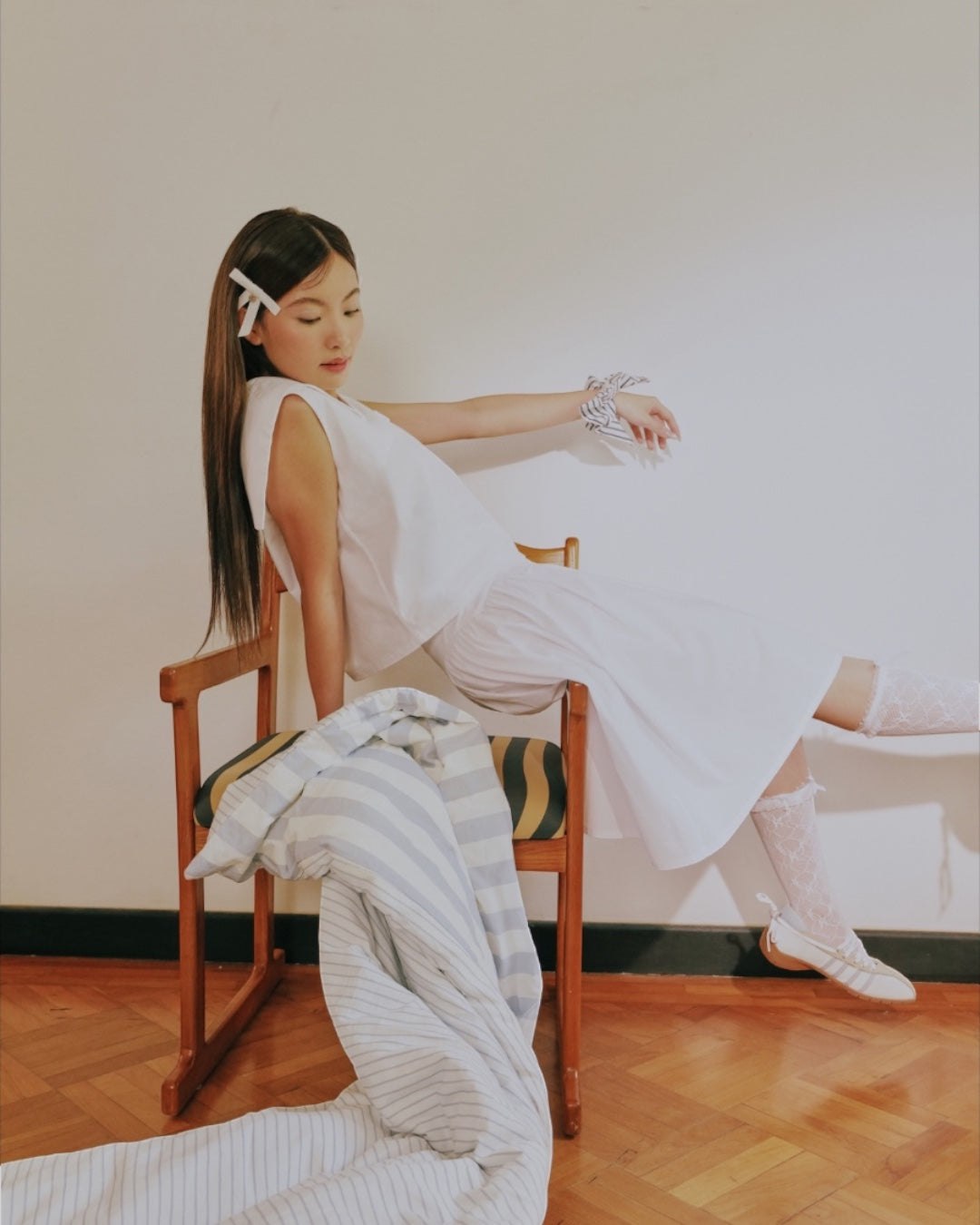 Women White Sailor Top