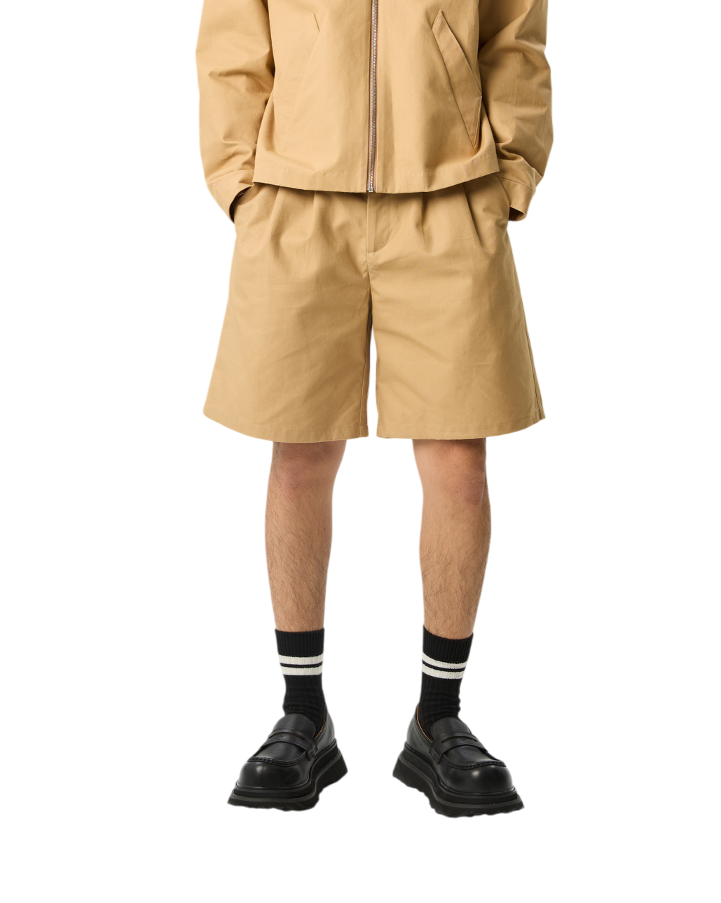 Unisex Tailored Elasticated Shorts Khaki
