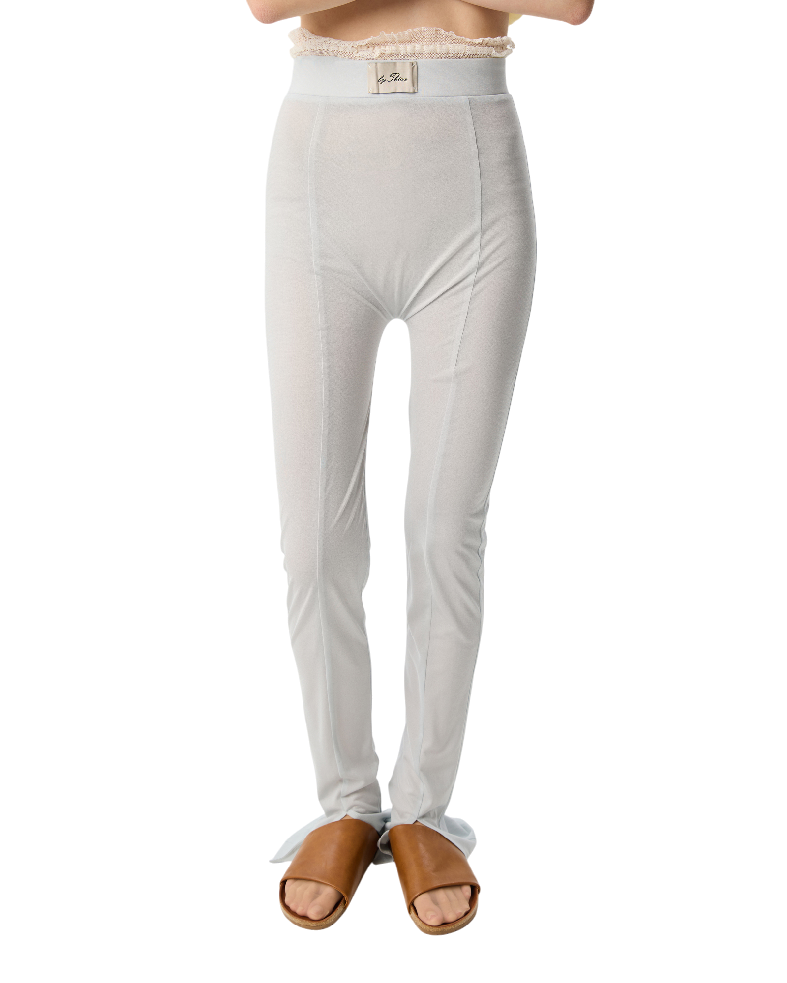 Sheer Color High Waisted See Through Legging Turquoise