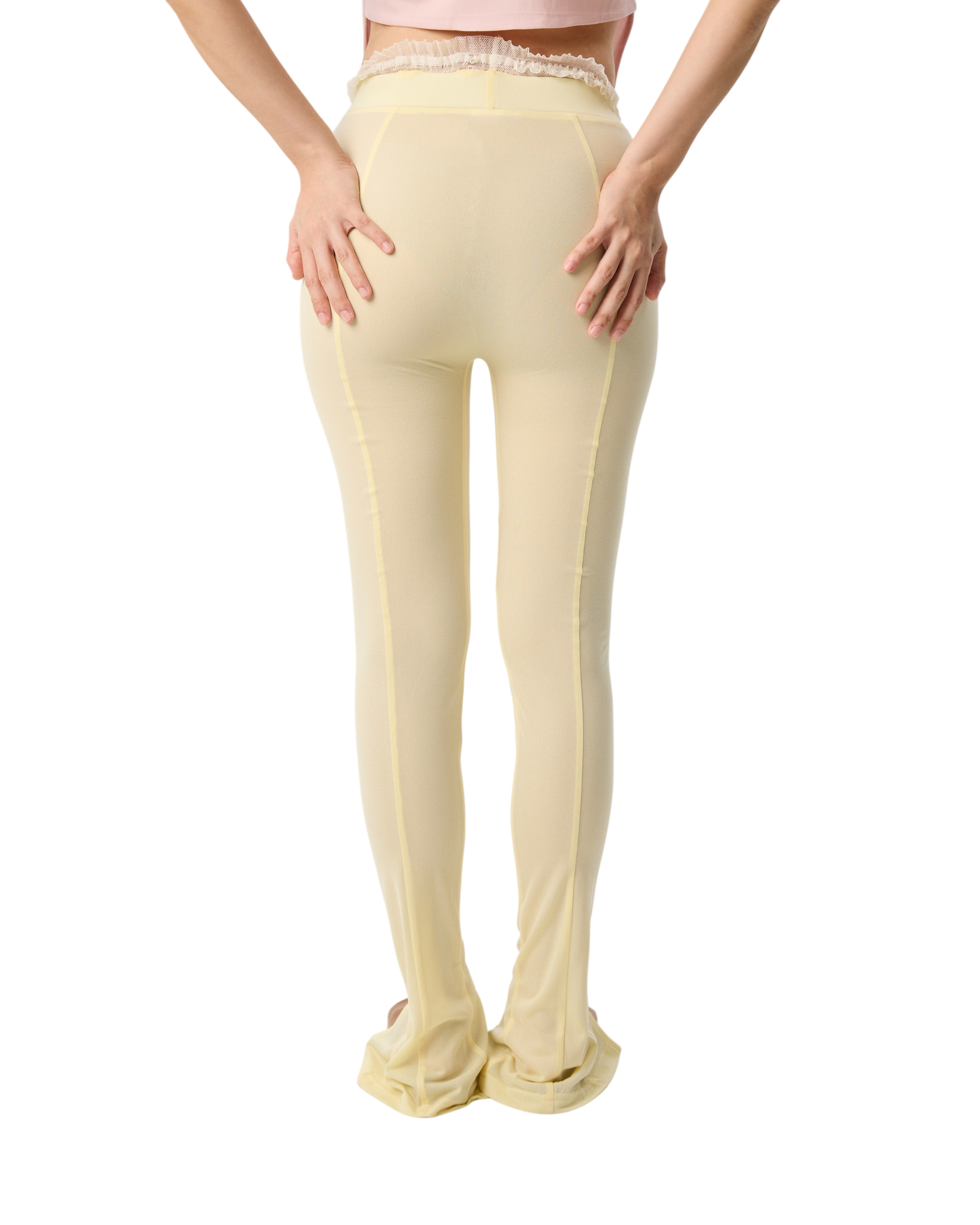 Sheer Color High Waisted See Through Legging Yellow