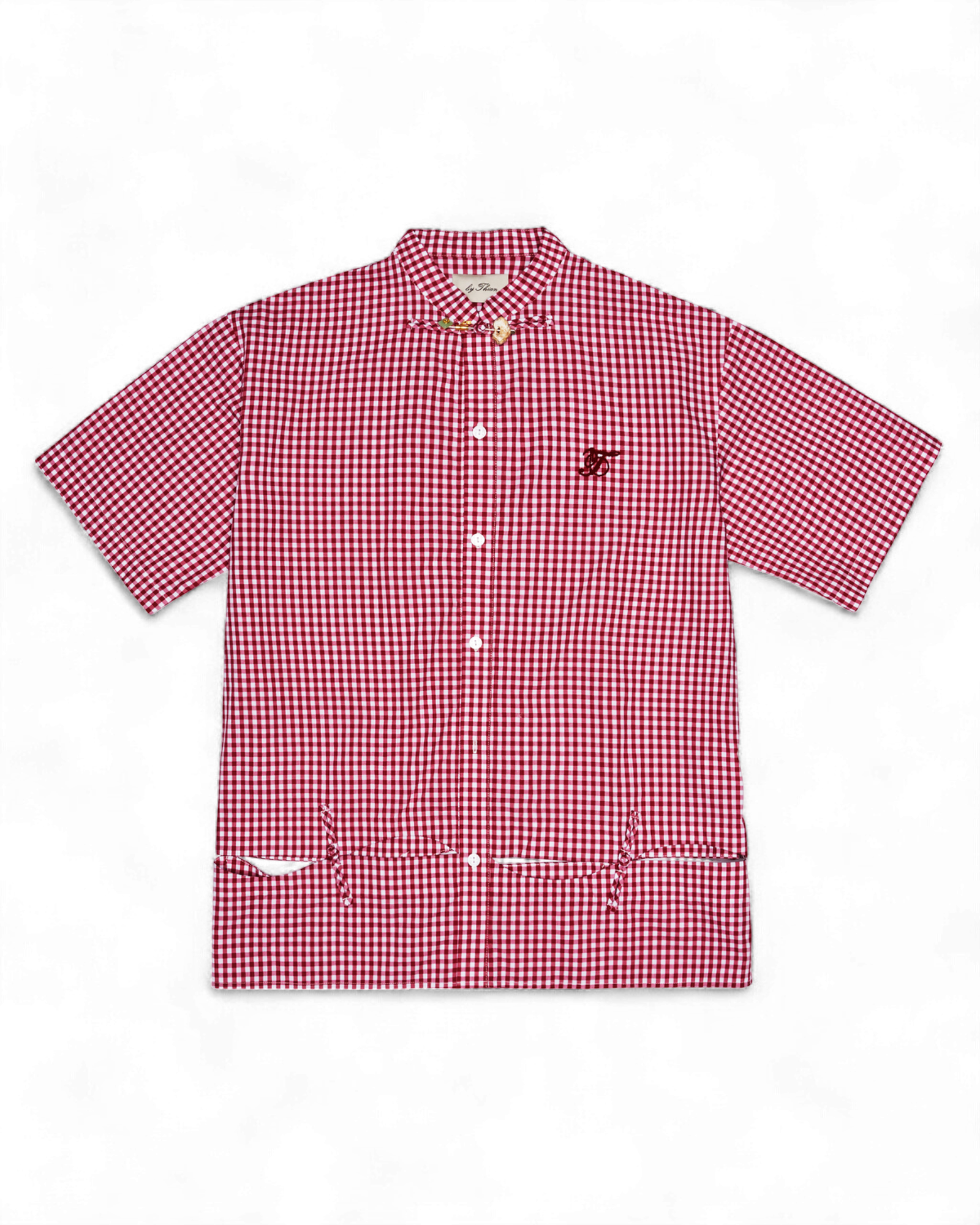 Gingham Chinese Collar Shirt