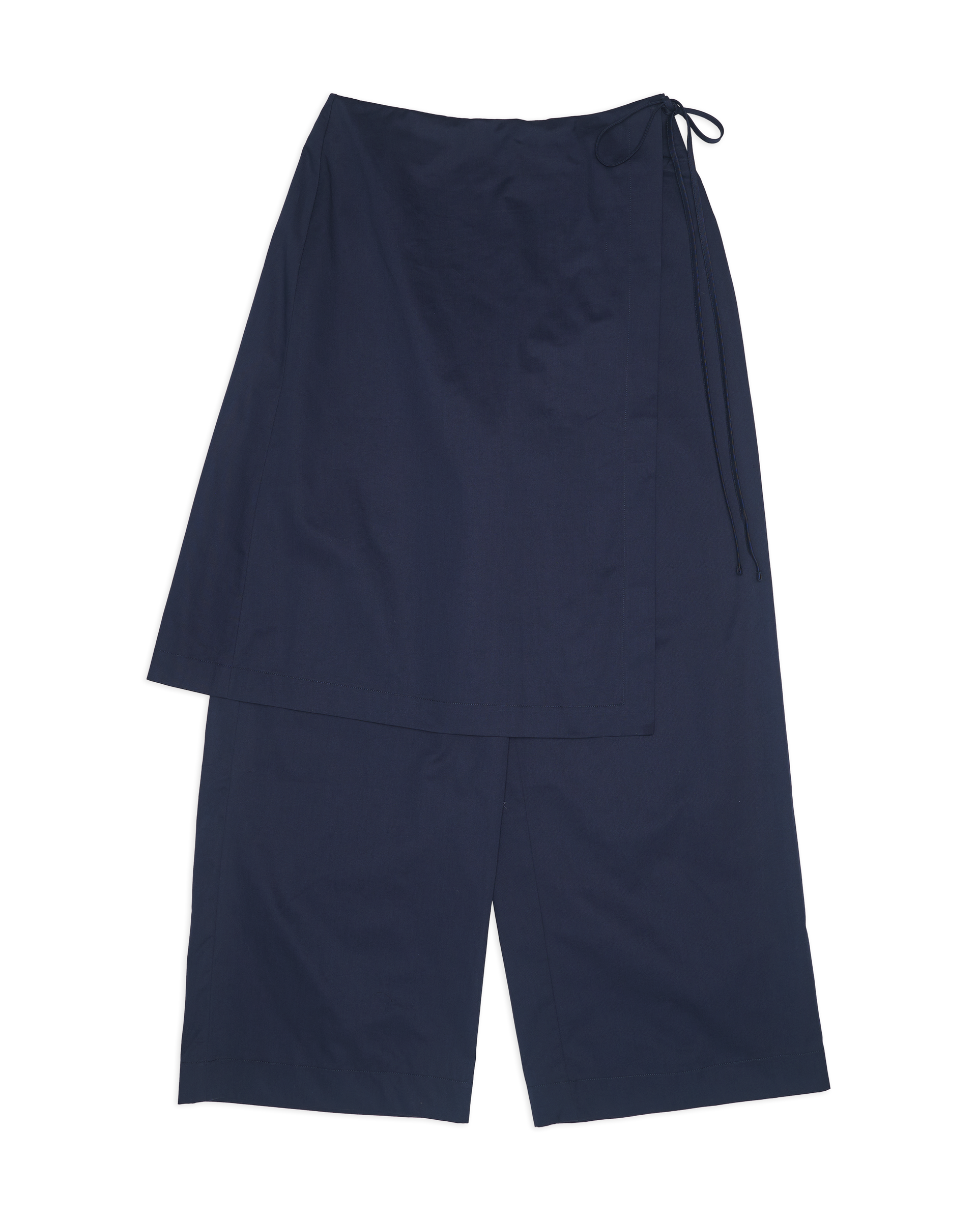 Wrap Apron Wide-Leg Long Pants