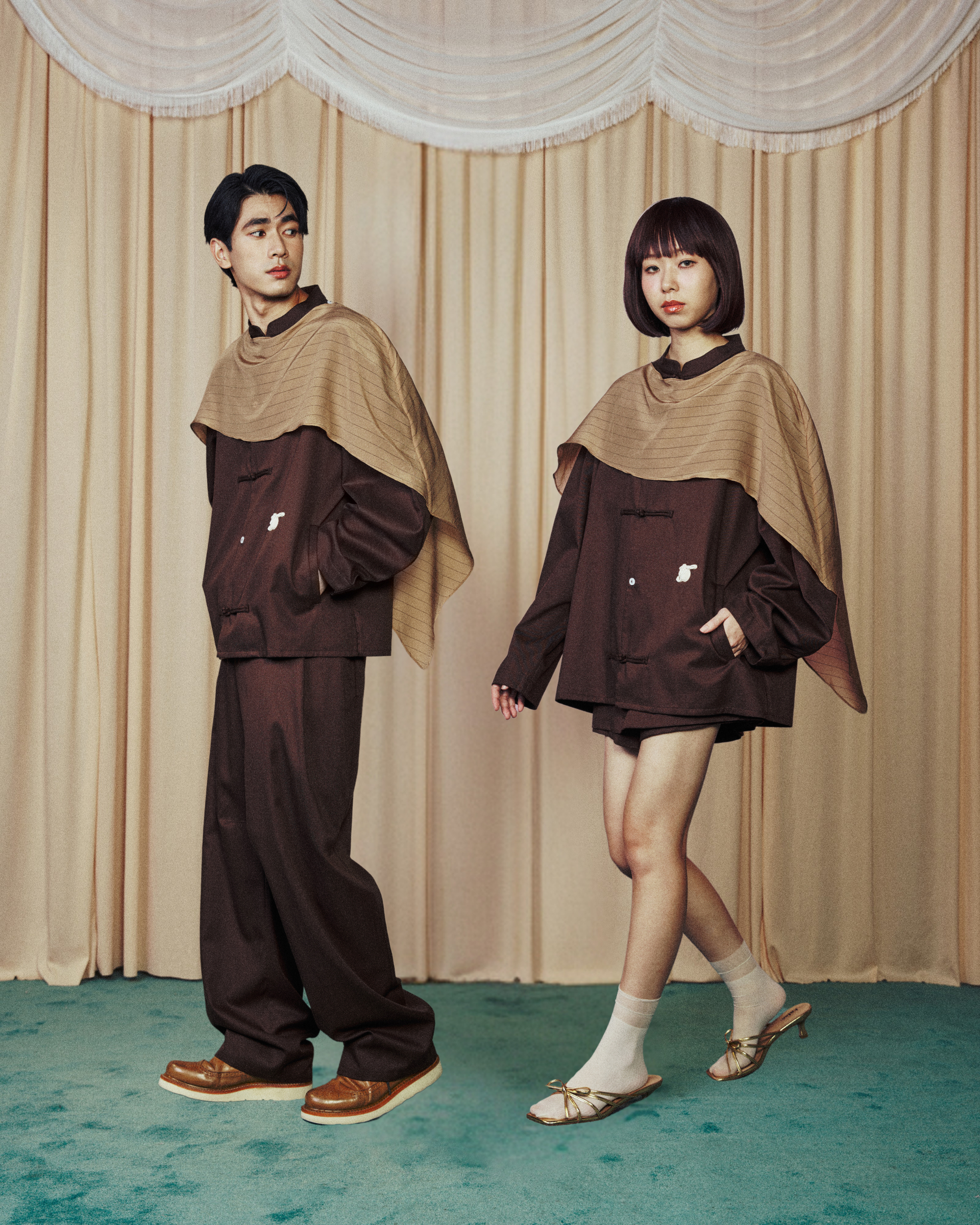 Unisex Lunar Silk Scarf Longsleeve Balloon Top Chocolate Brown