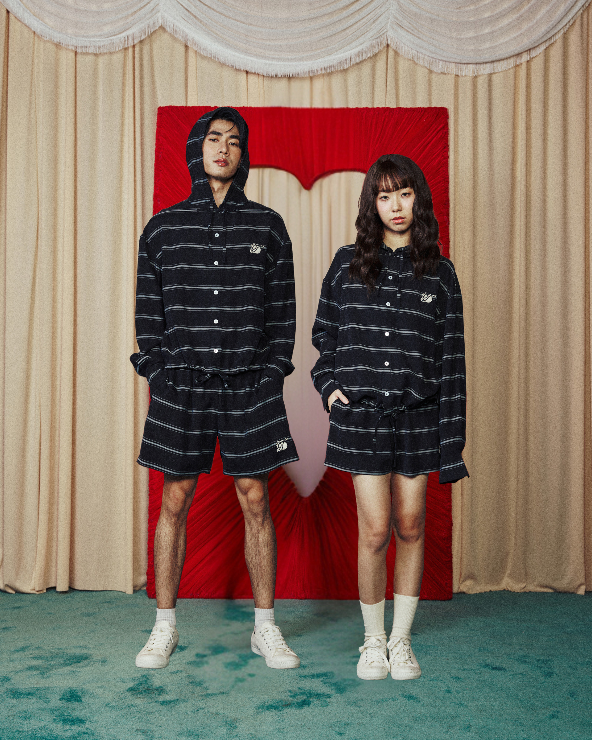 Unisex Chinese Button Sporty Soft Hoodie Black