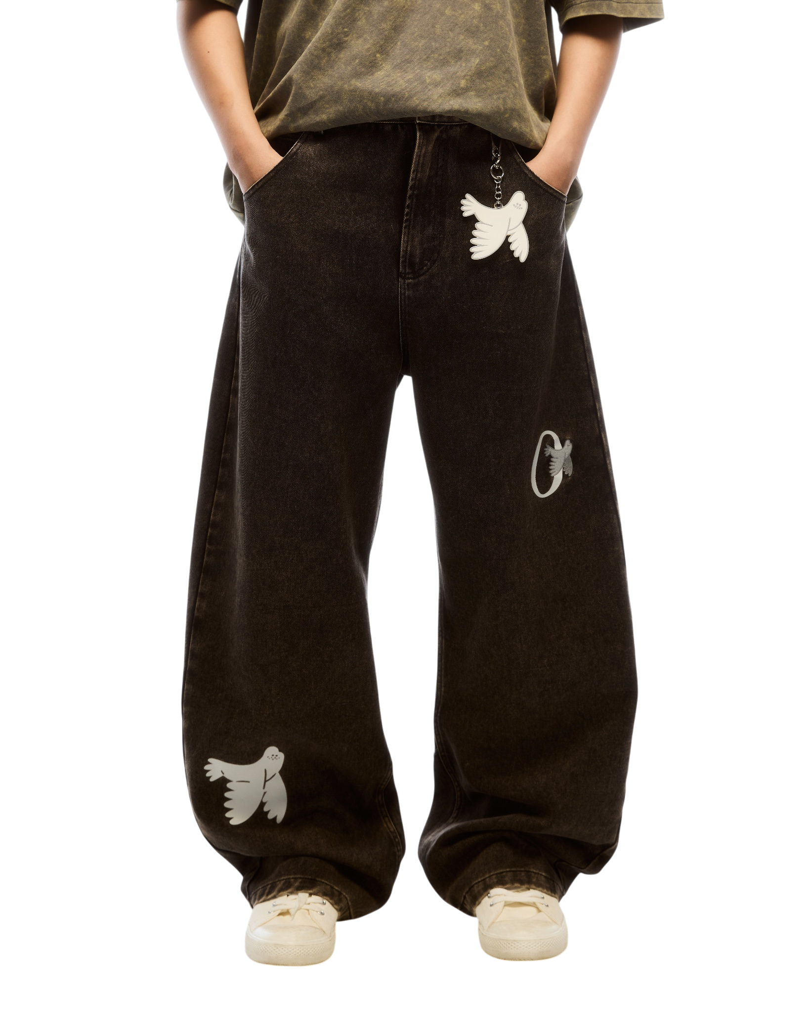 Wangthian Denim Low-Waist Ballon Pant Dark Grey