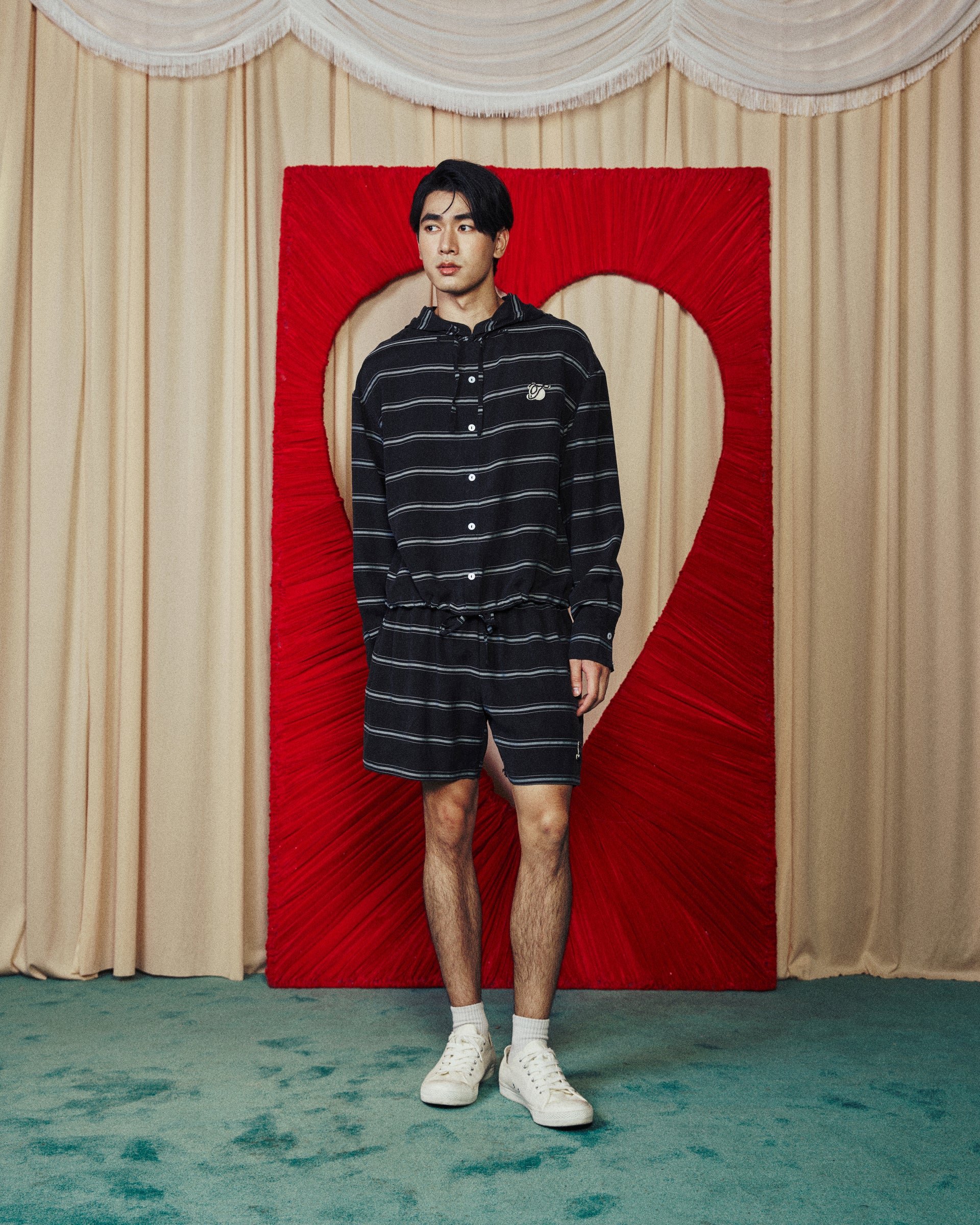 Unisex Chinese Button Sporty Soft Hoodie Black