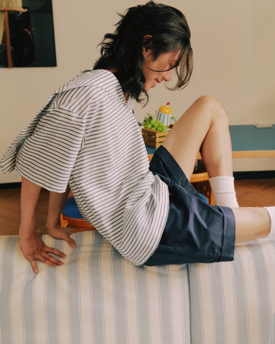 Men Navy Blue Shorts Pants