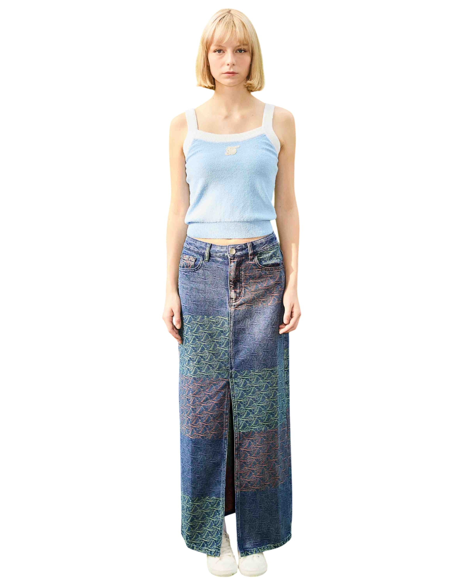 Trio Color Jeans Long Skirt