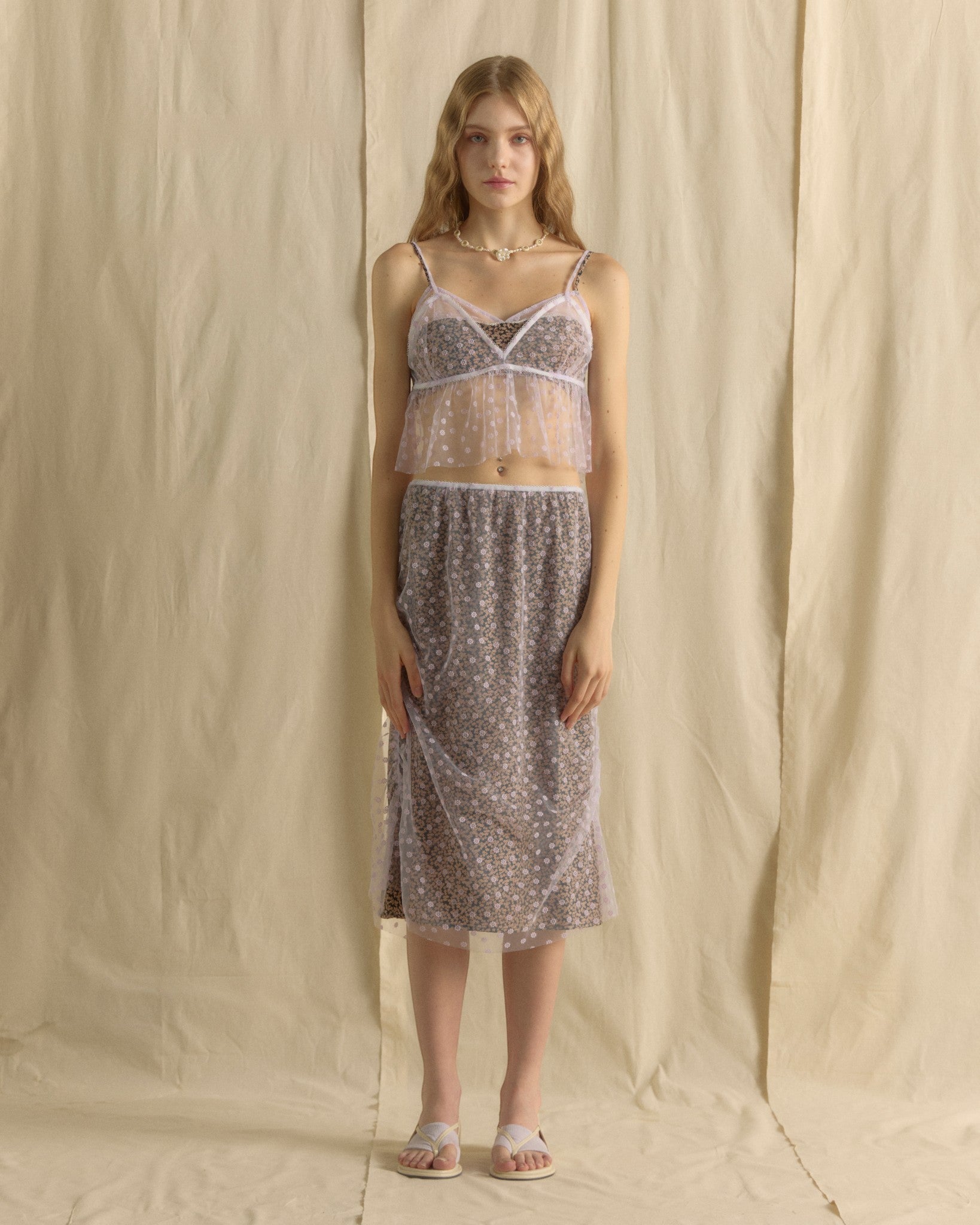 Lacey Floral Skirt Lilac