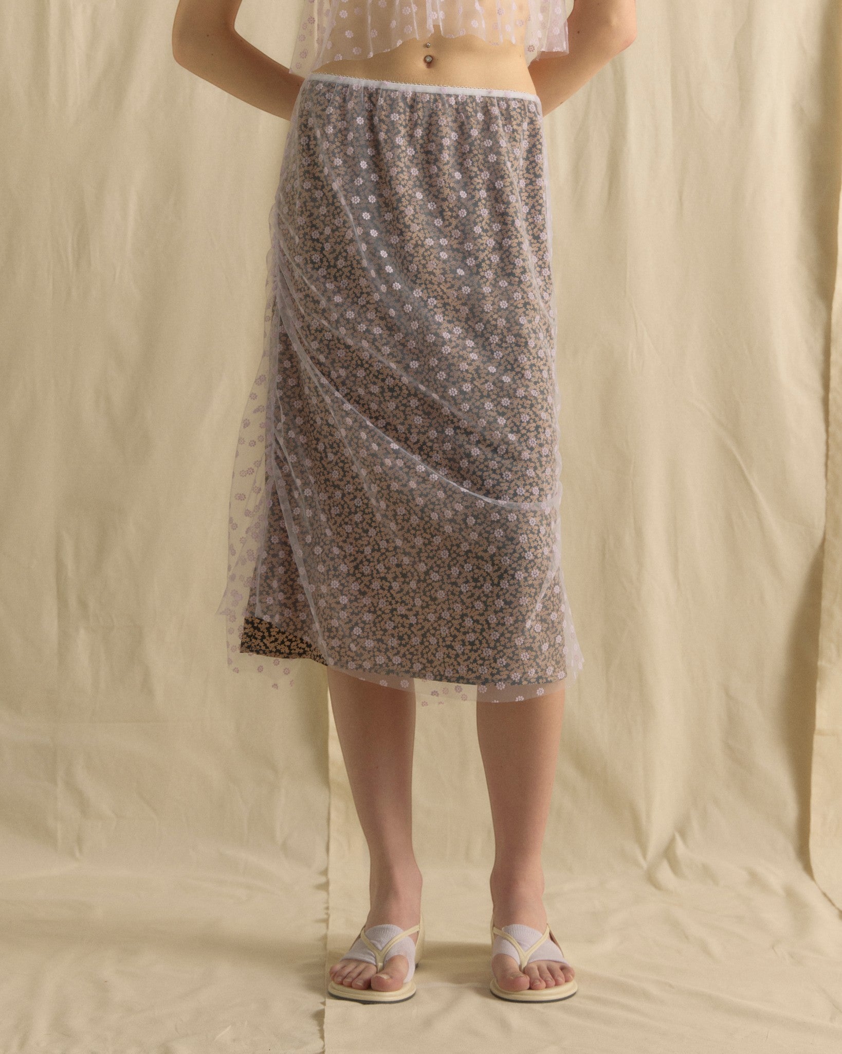 Lacey Floral Skirt Lilac