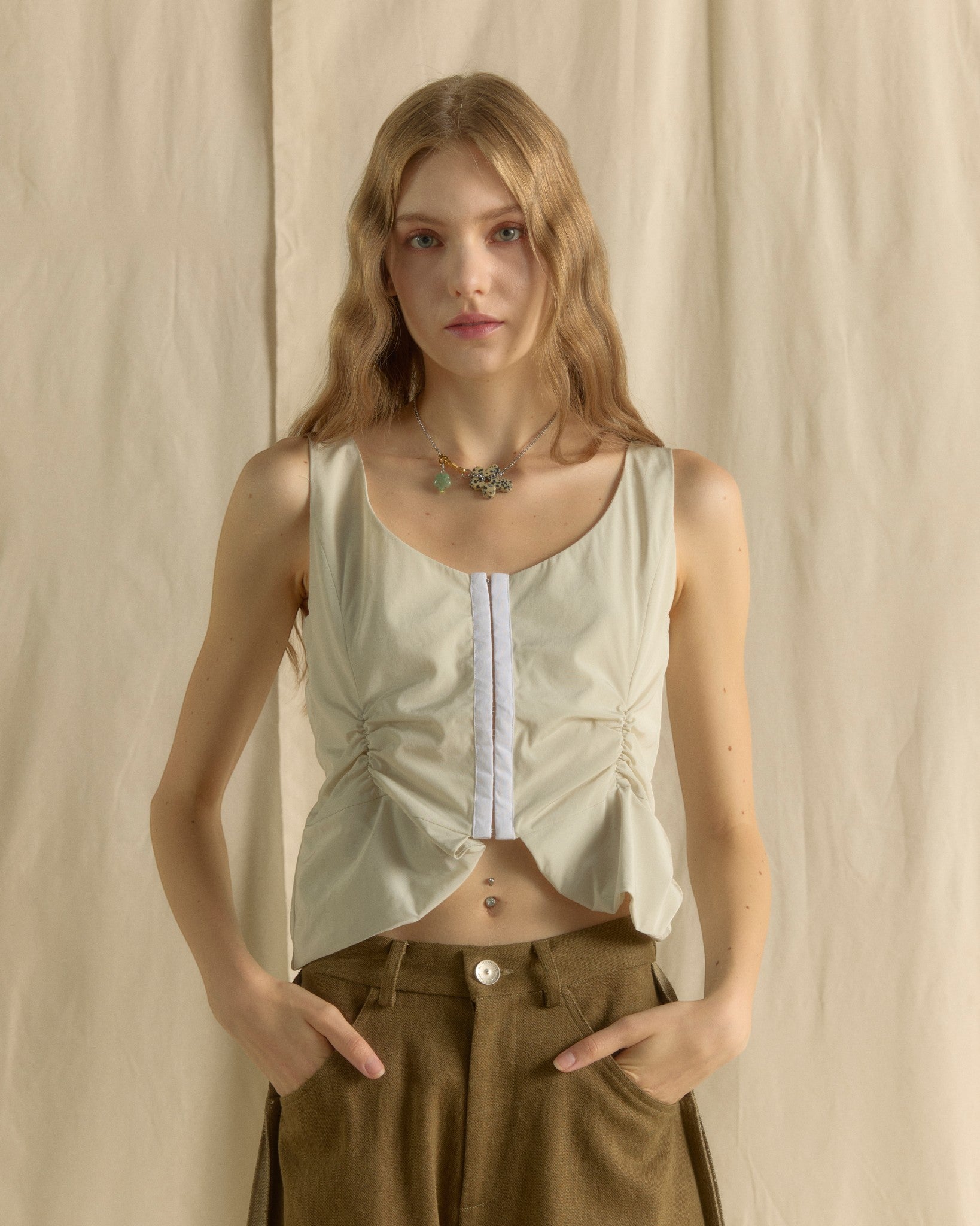 Singlet Corset Top Cream