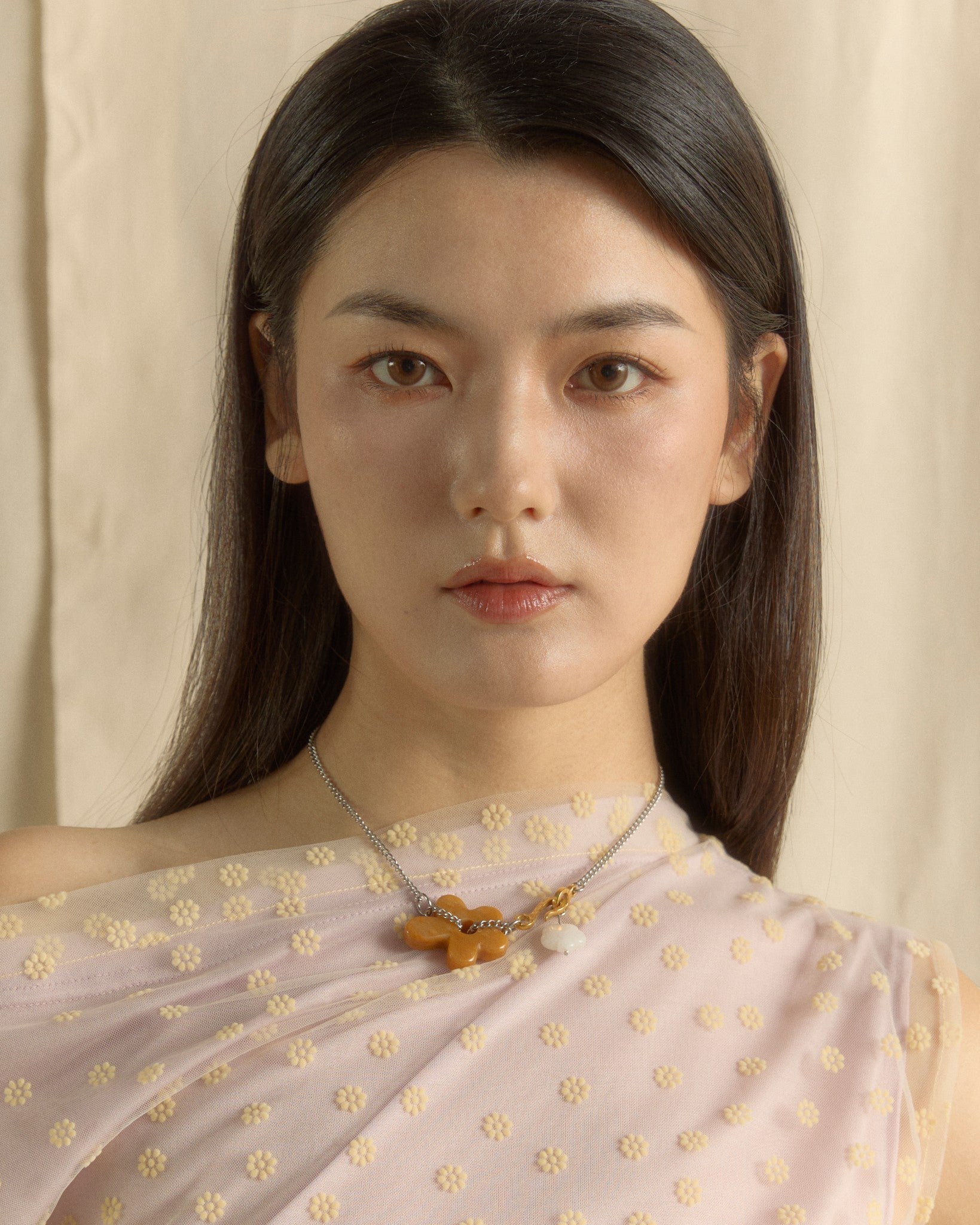 Floral Chain Necklace Bronze