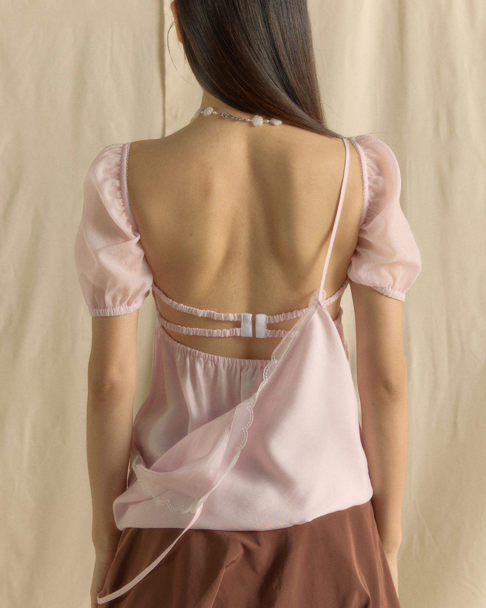 Puffy Sleeve Bralette Top Baby Pink