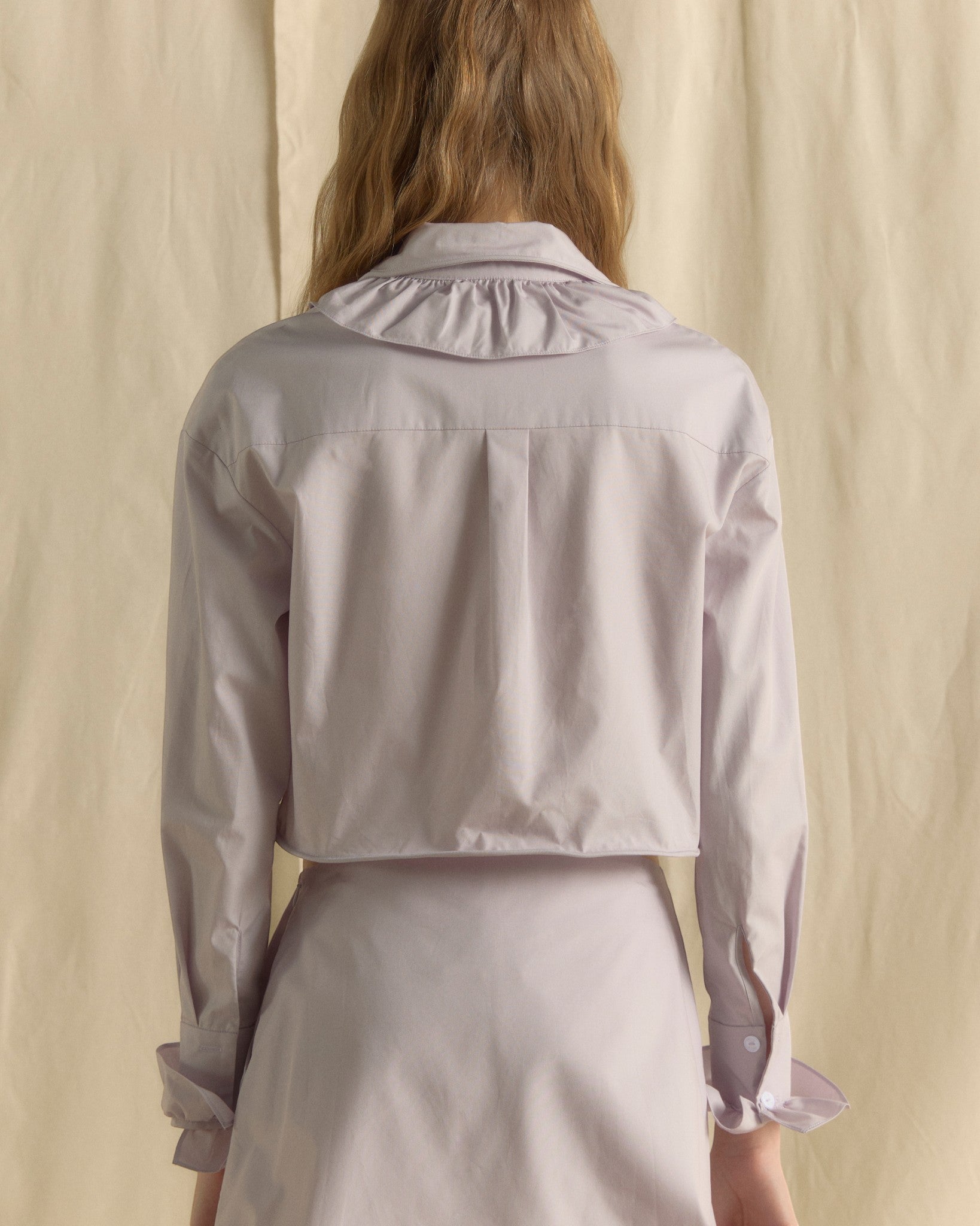 Longsleeve Uneven Ruffle Wired Crop Top Lilac