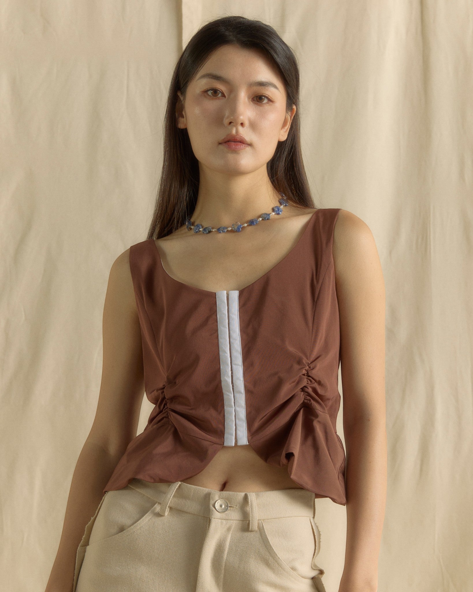 Singlet Corset Top Brown