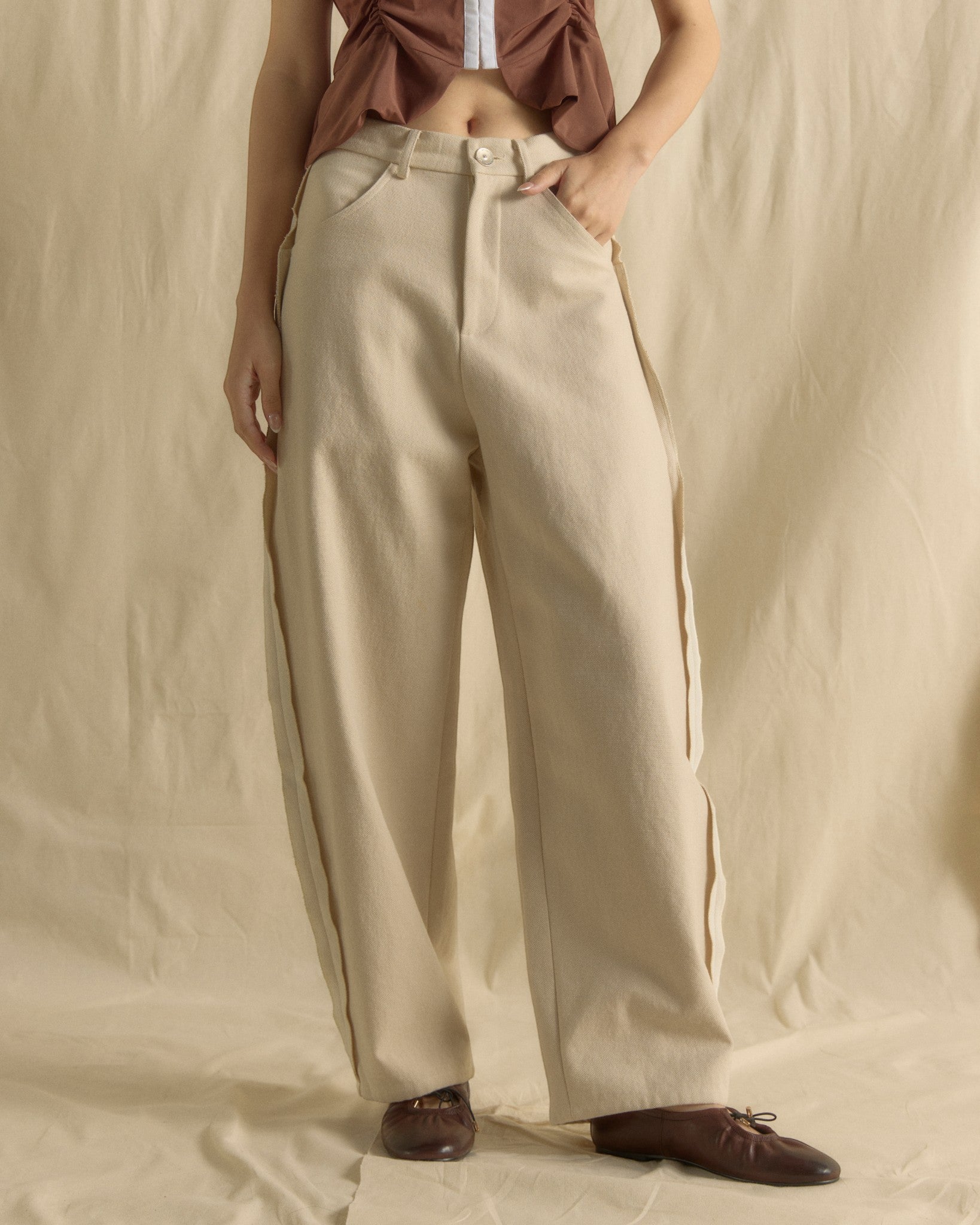 SS26 Women Tailored Long Pants Cream White