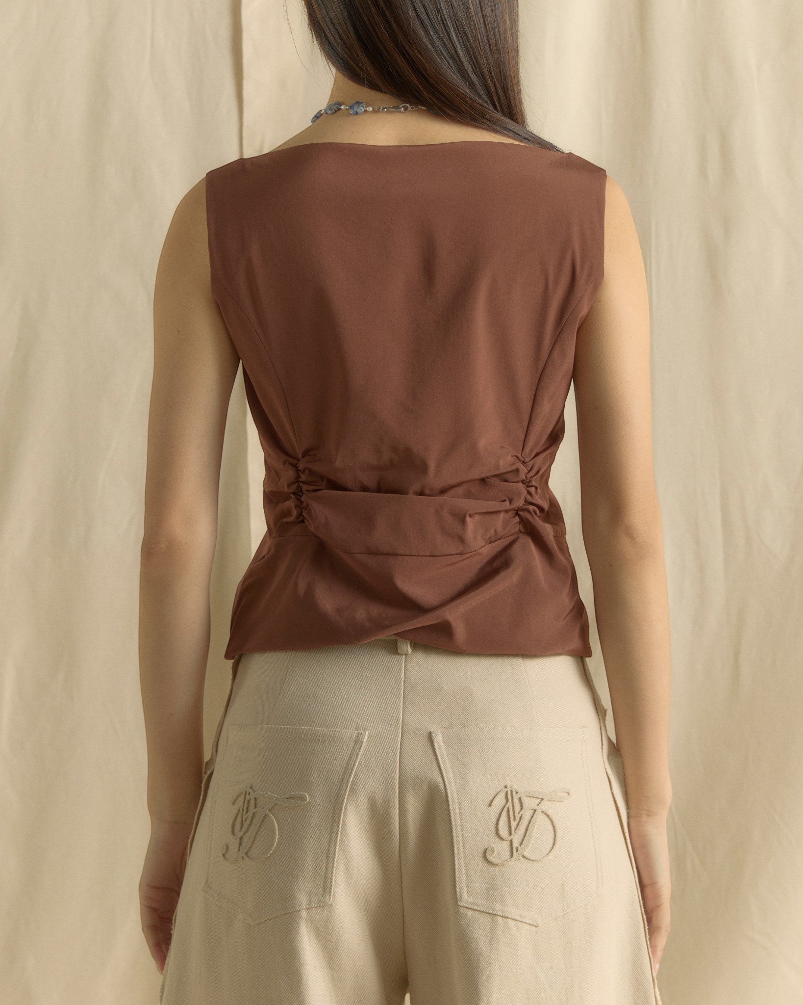 Singlet Corset Top Brown