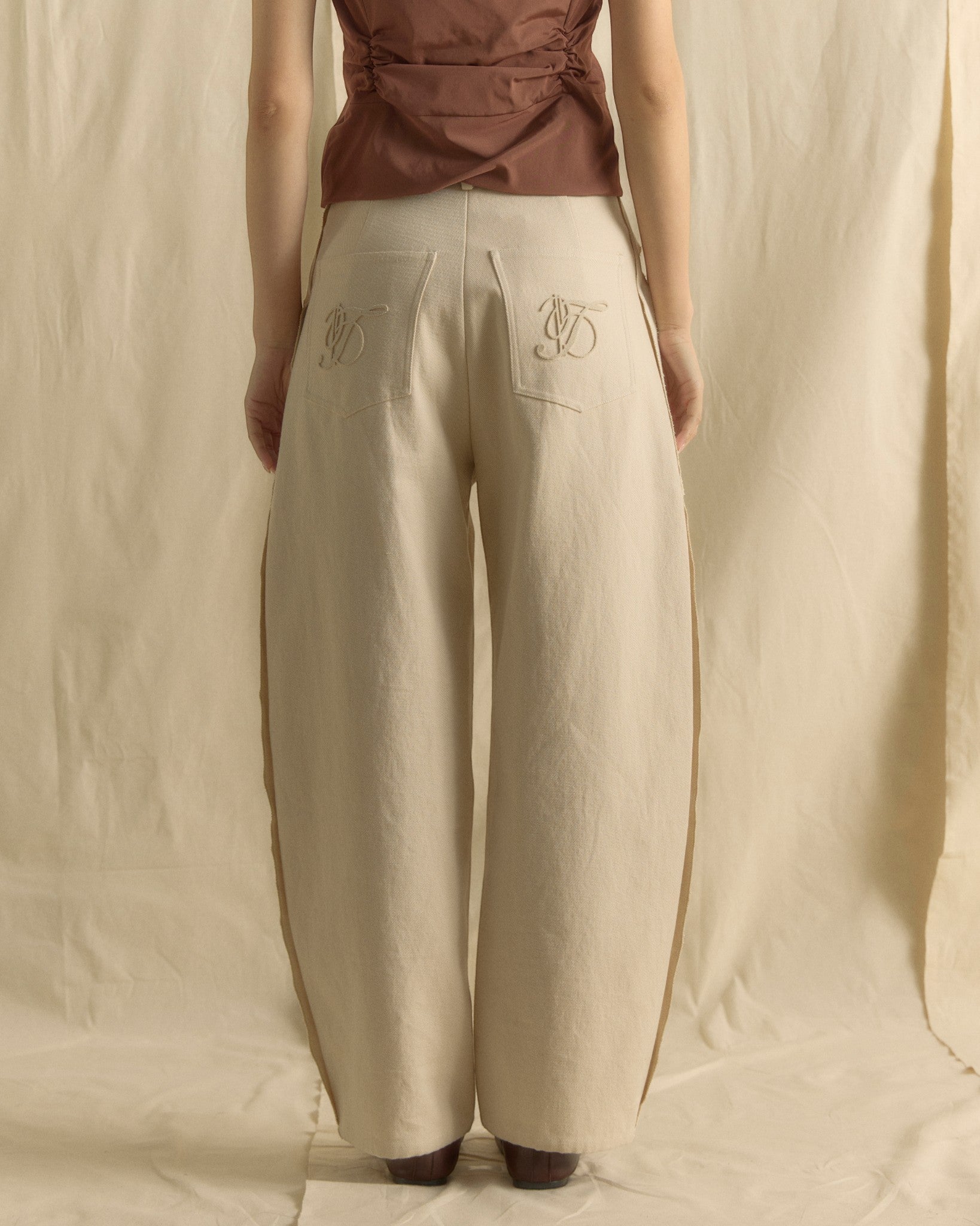 SS26 Women Tailored Long Pants Cream White