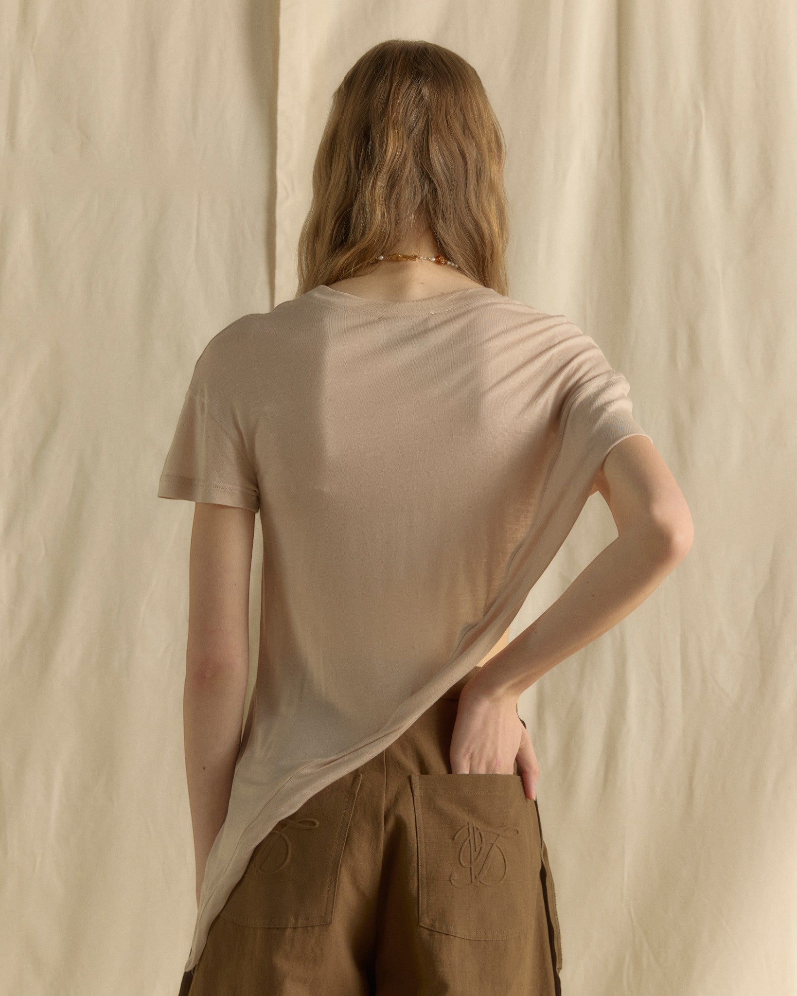 One-side Shoulder Top Taupe