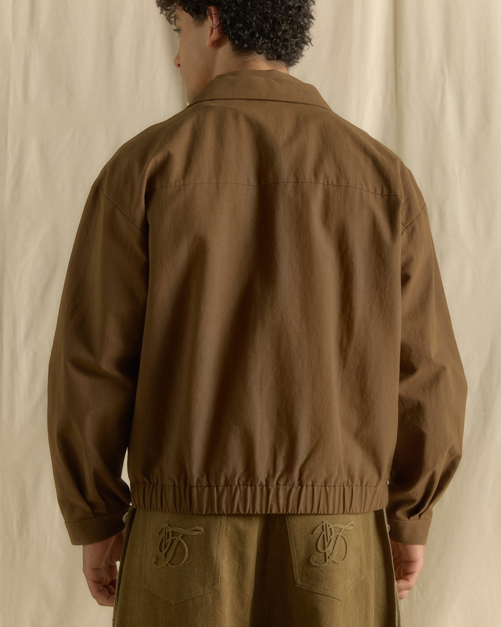Men Zip Up Jacket Dark Olive Green