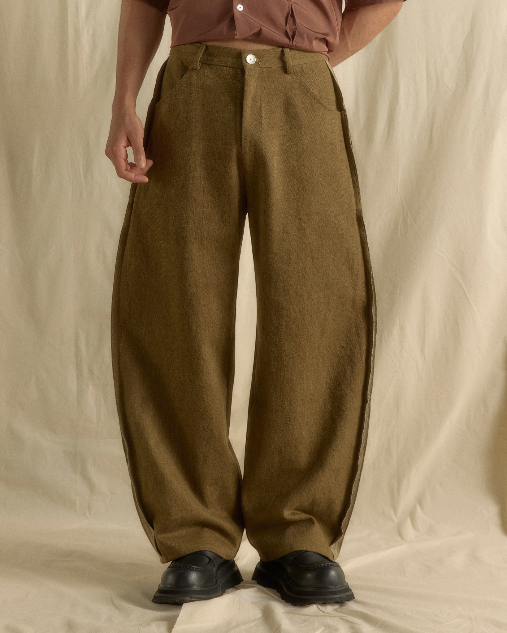 SS26 Men Tailored Long Pants Dark Olive Green