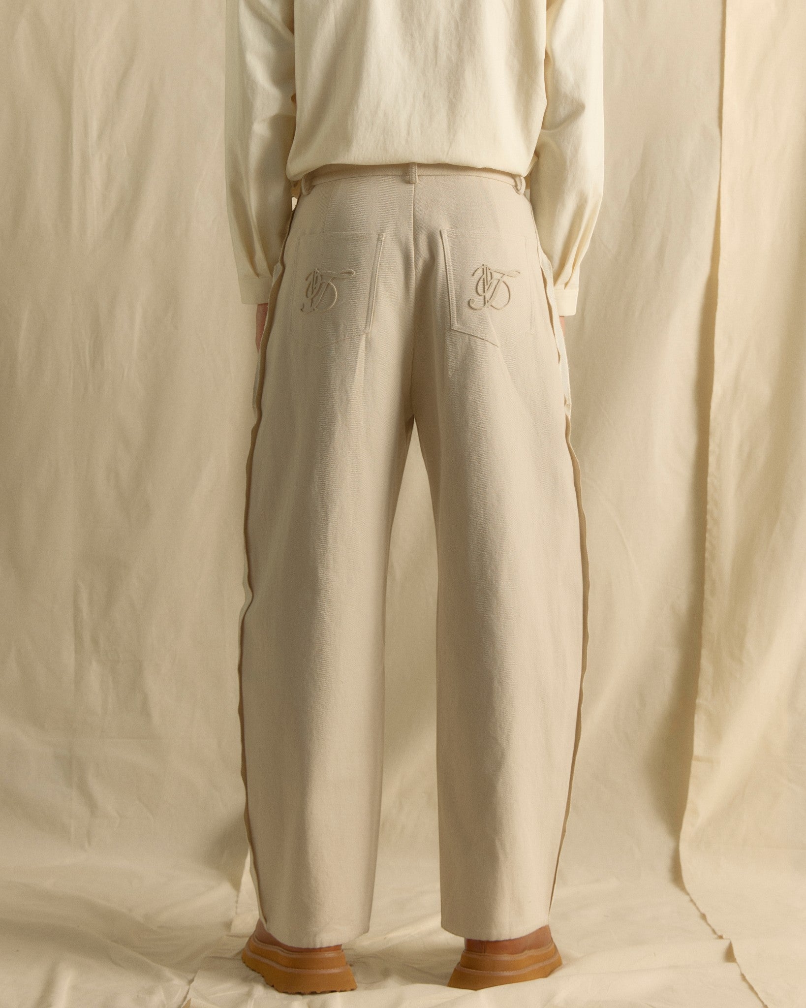 SS26 Men Tailored Long Pants Cream White