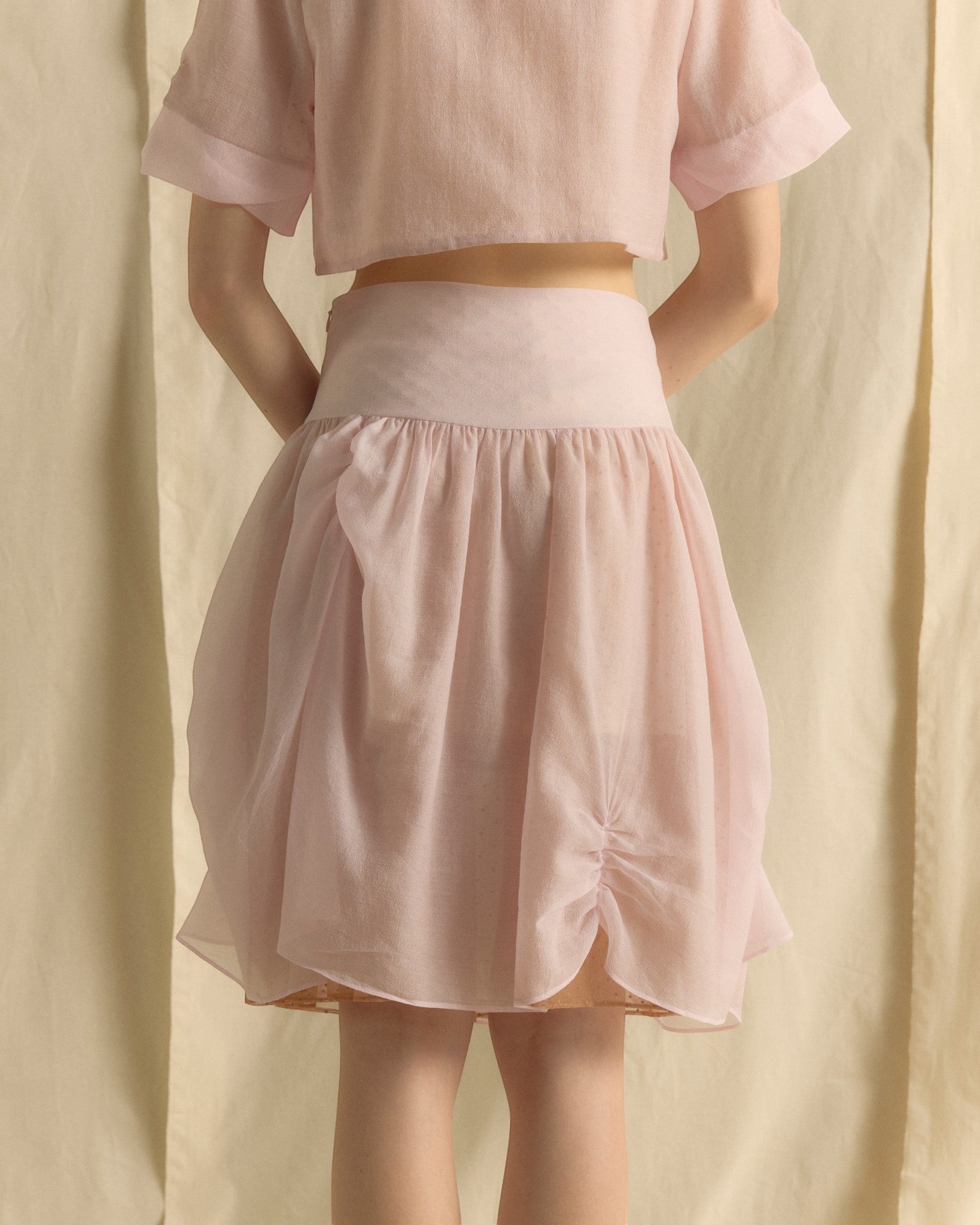 Puffy Knee-Length Skirt Baby Pink