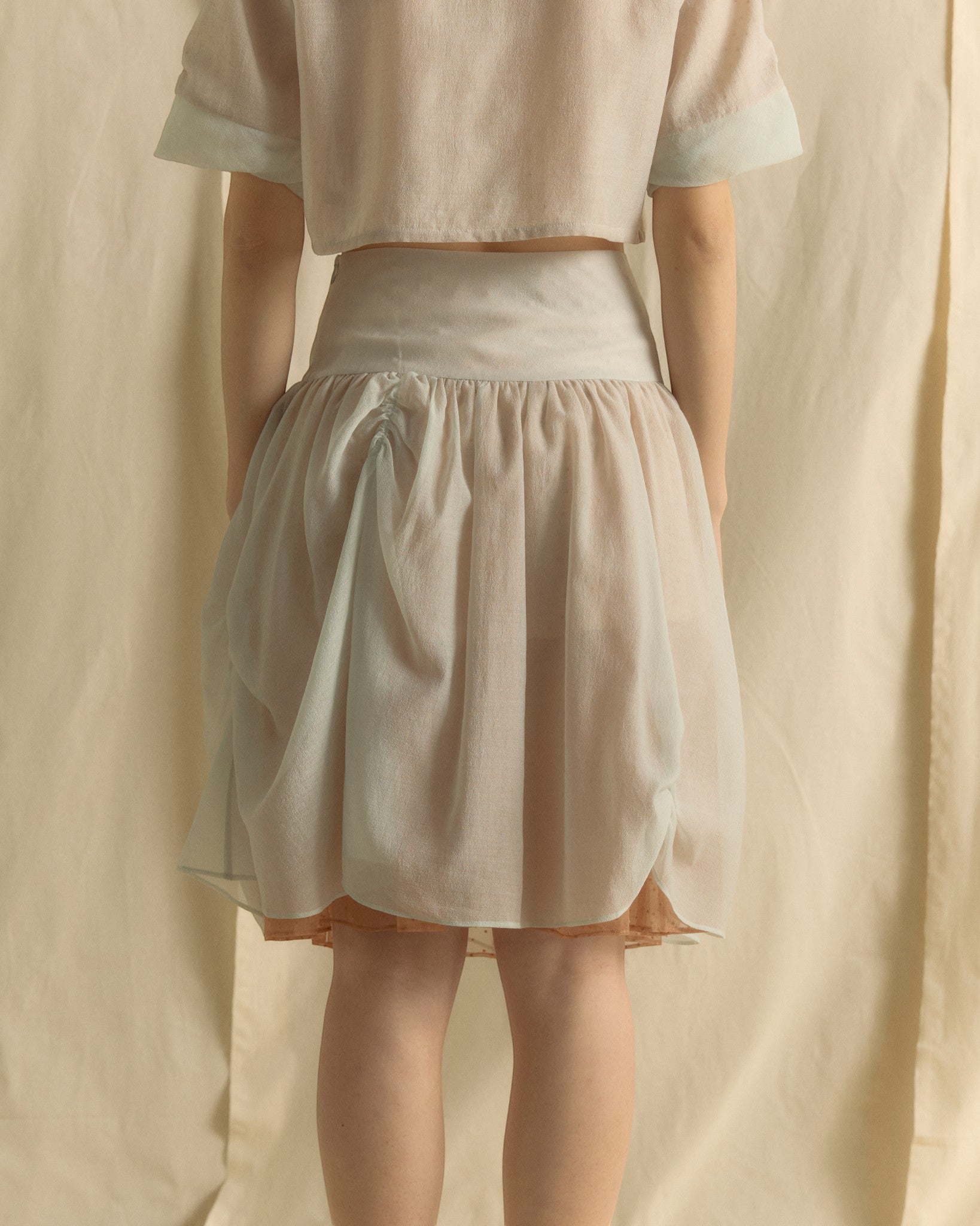 Puffy Knee-Length Skirt Balmy Green