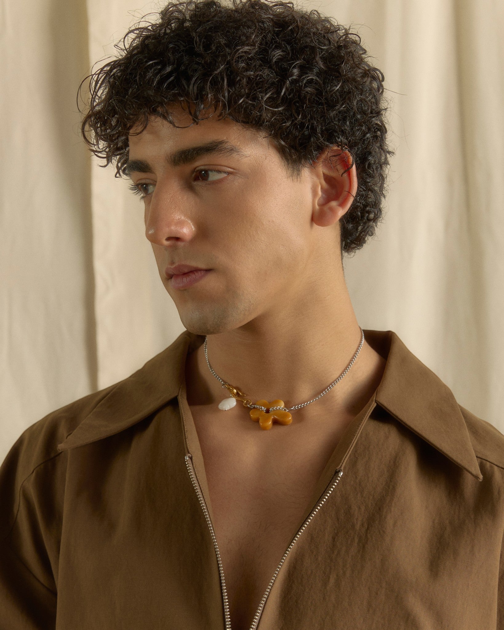 Floral Chain Necklace Bronze