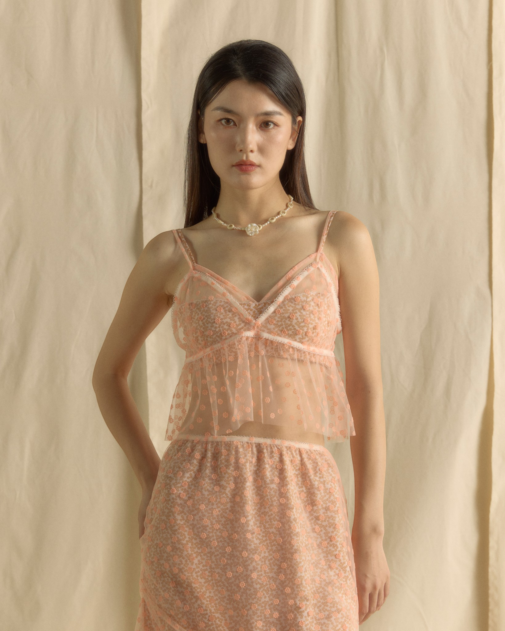 Lacey Floral Bra Top Orange