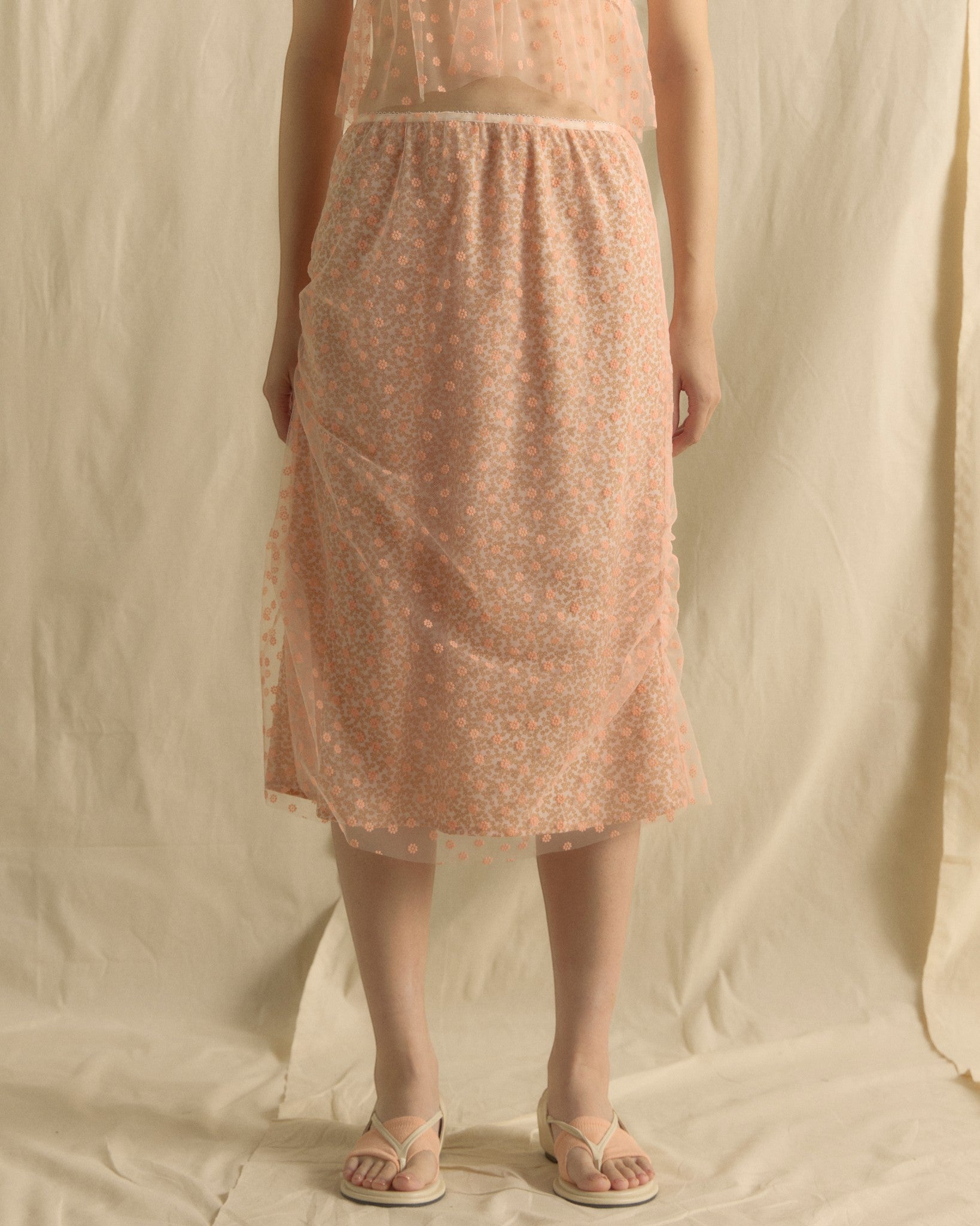 Lacey Floral Skirt Orange