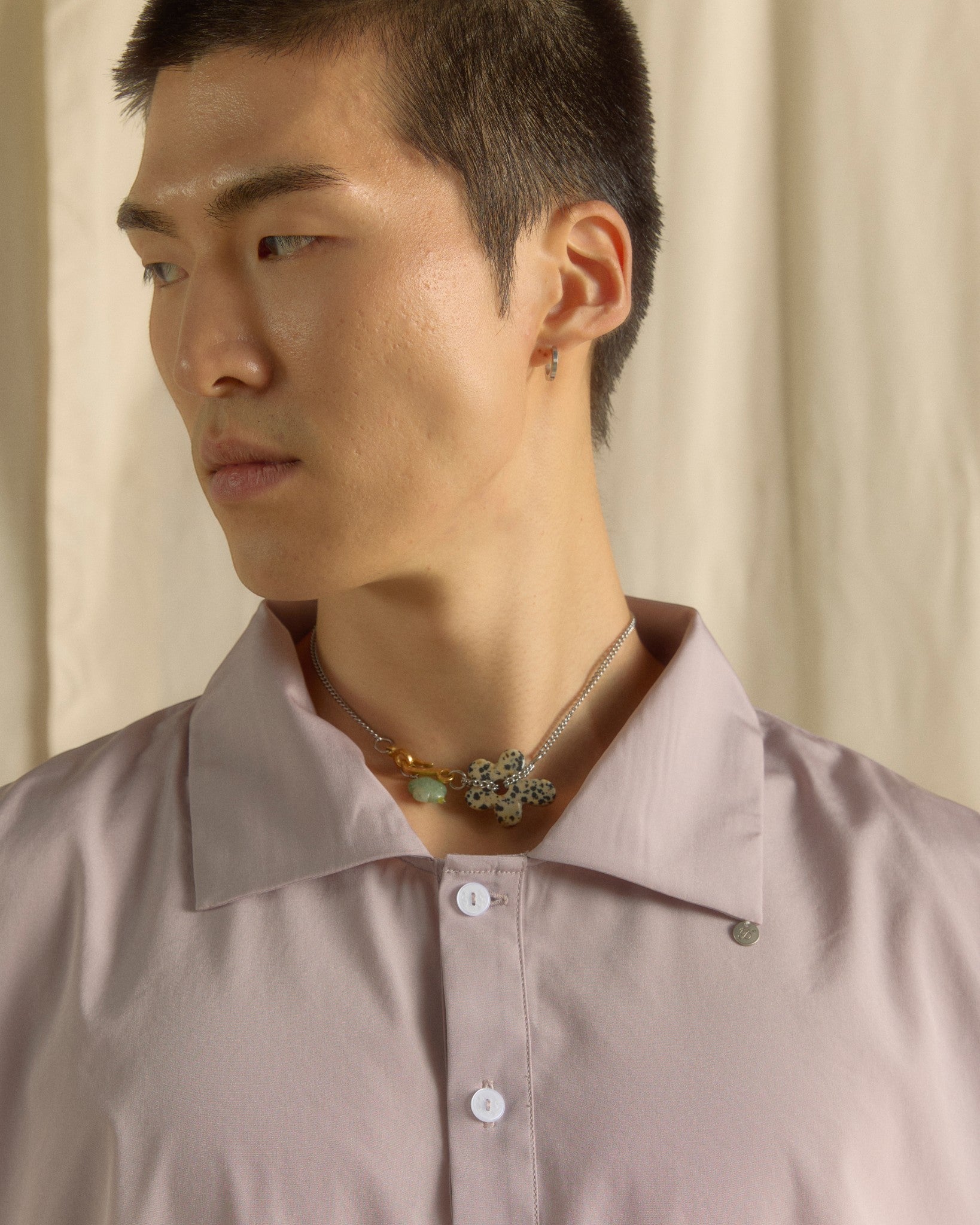 Floral Chain Necklace Spotted Marble