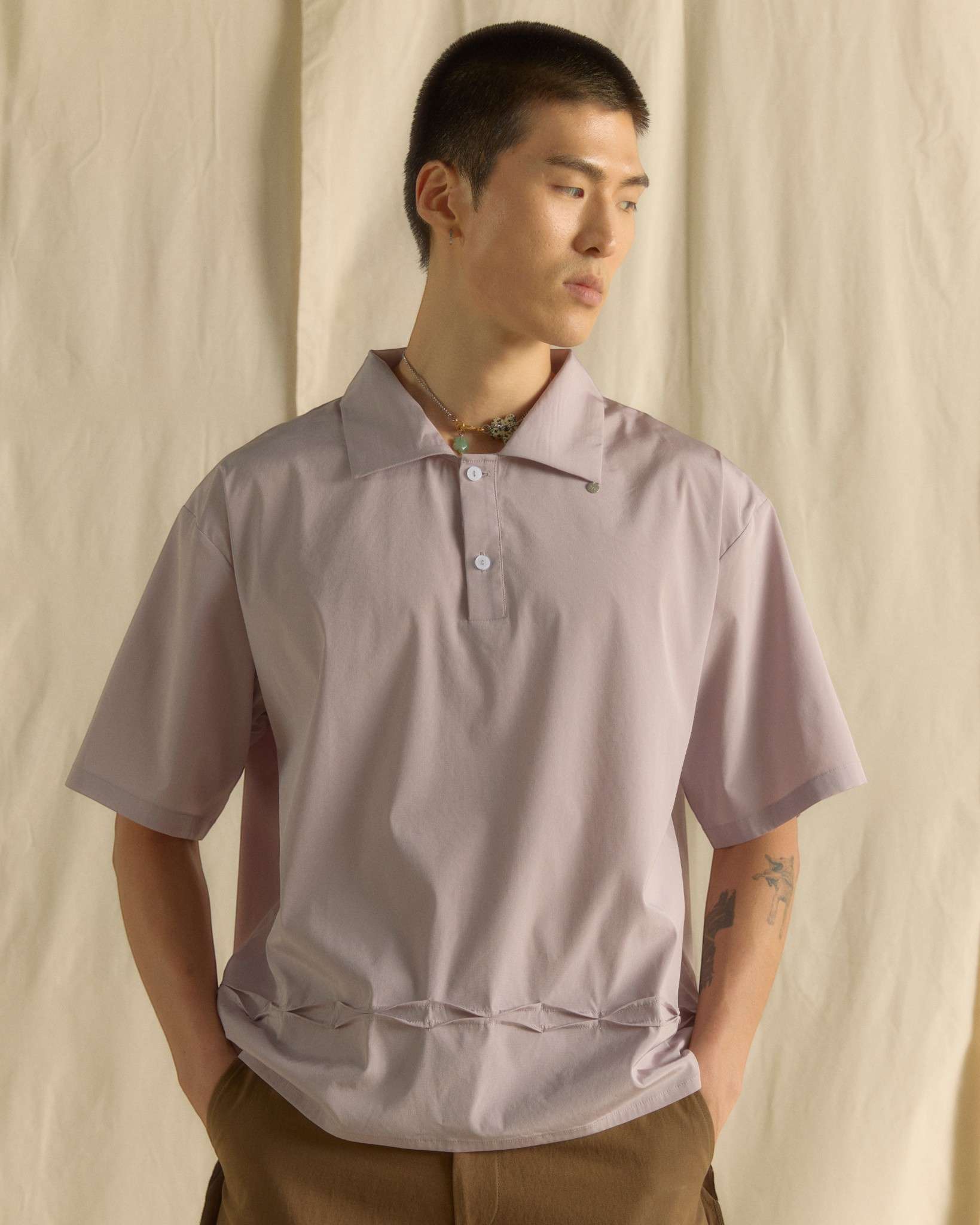 Horizontal Pin-tucked Shirt Lilac