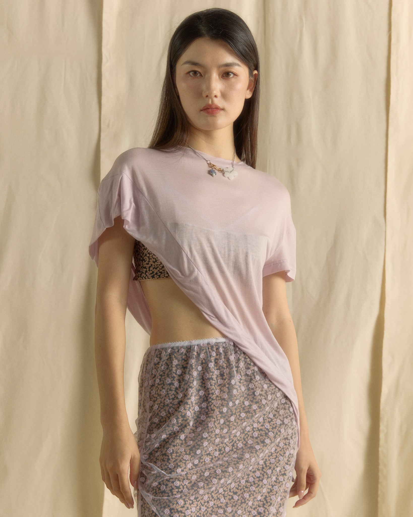 One-side Shoulder Top Lilac