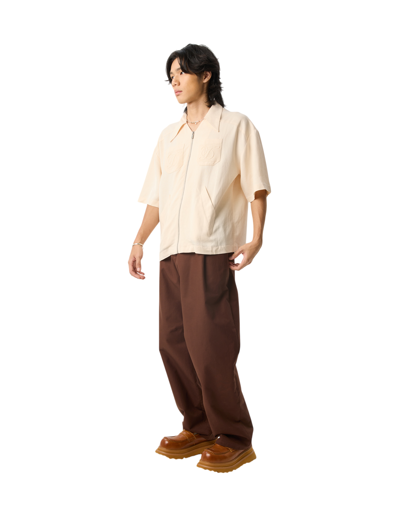 Unisex Linen Zip Shirts Cream