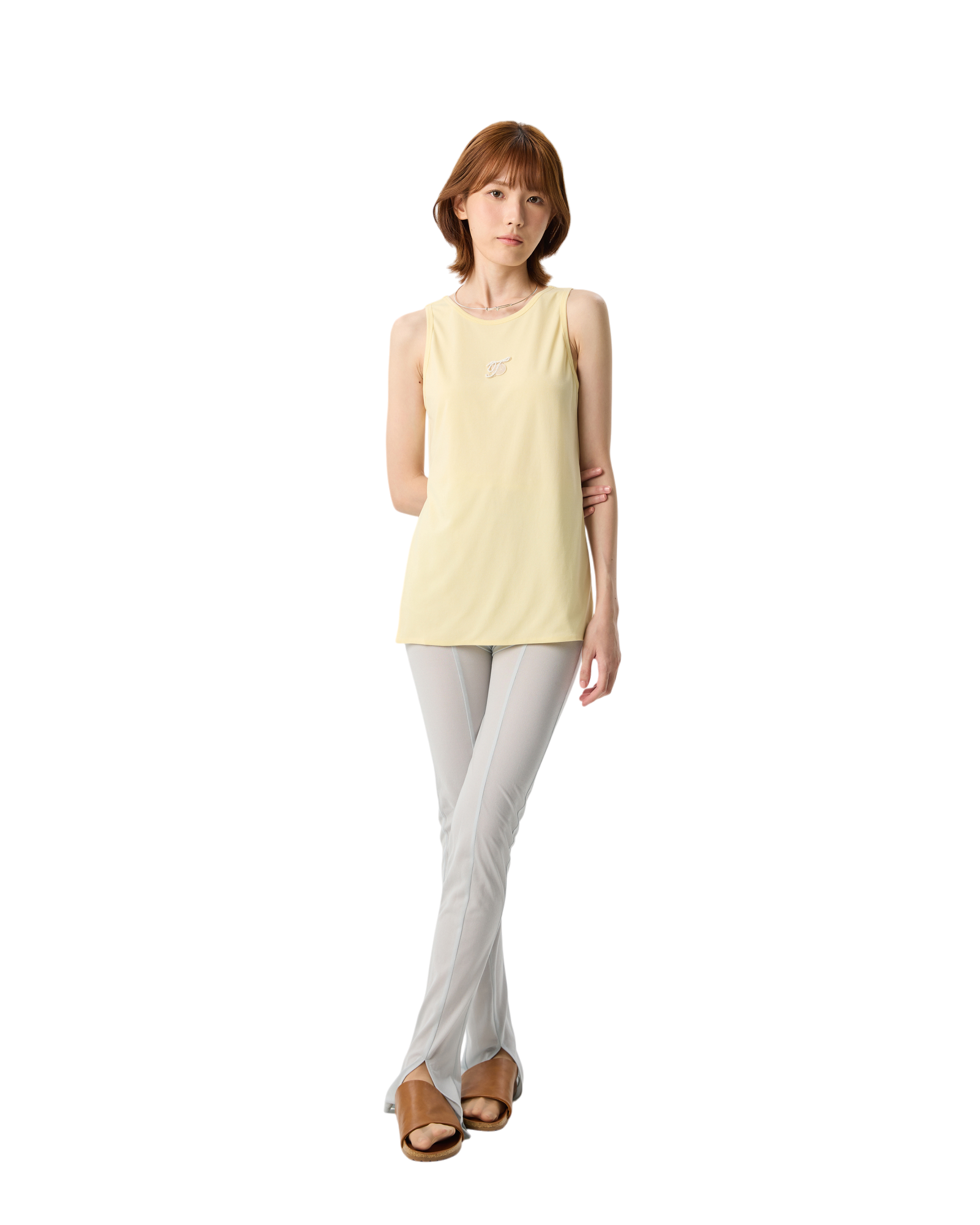 Long Front and Short Back Tank Top Yellow