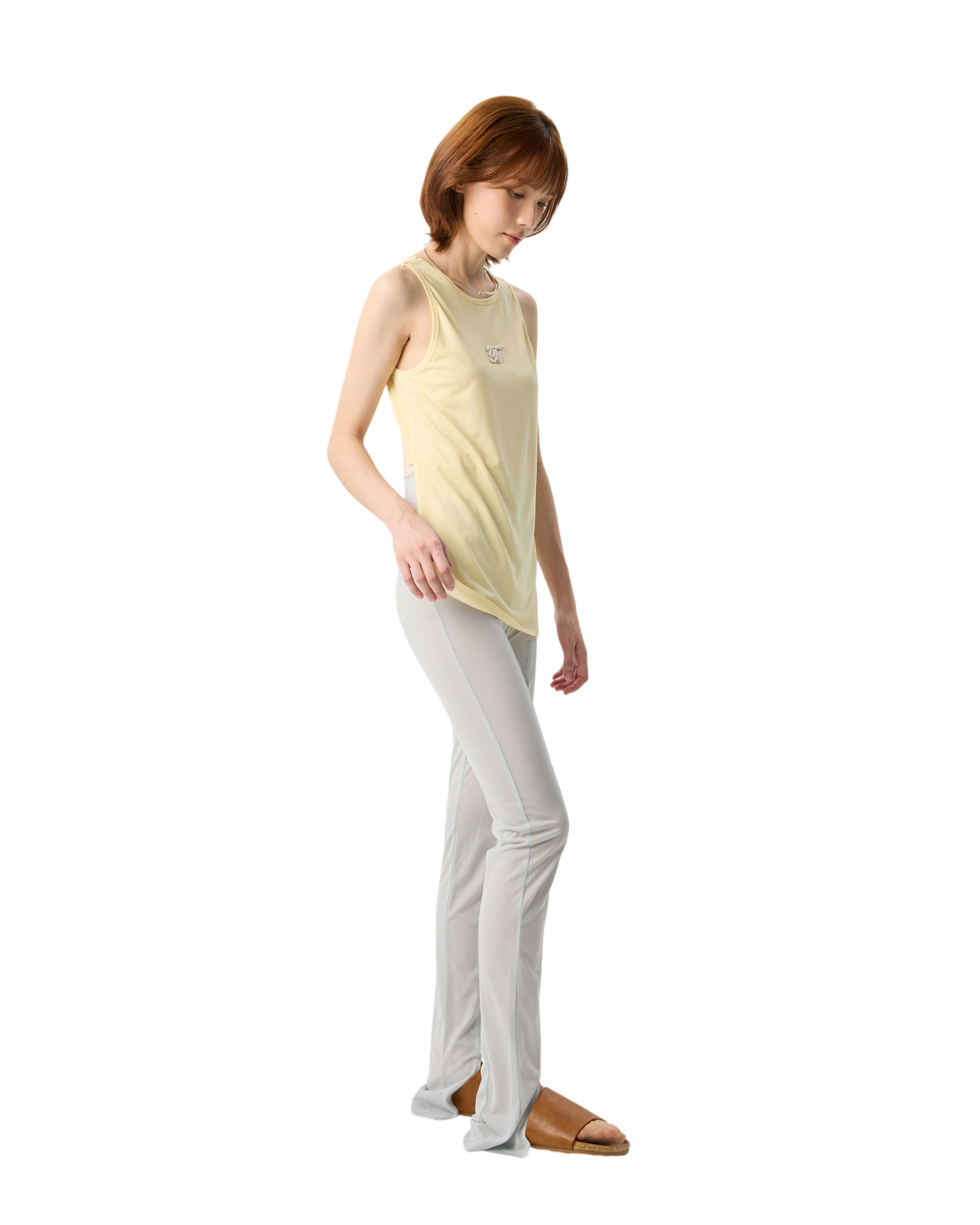 Long Front and Short Back Tank Top Yellow