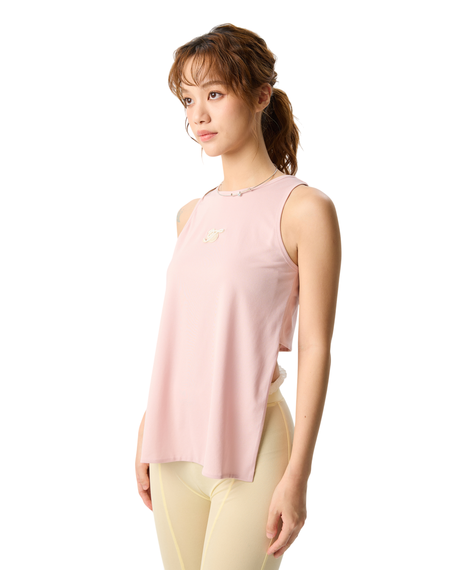 Long Front and Short Back Tank Top Pink