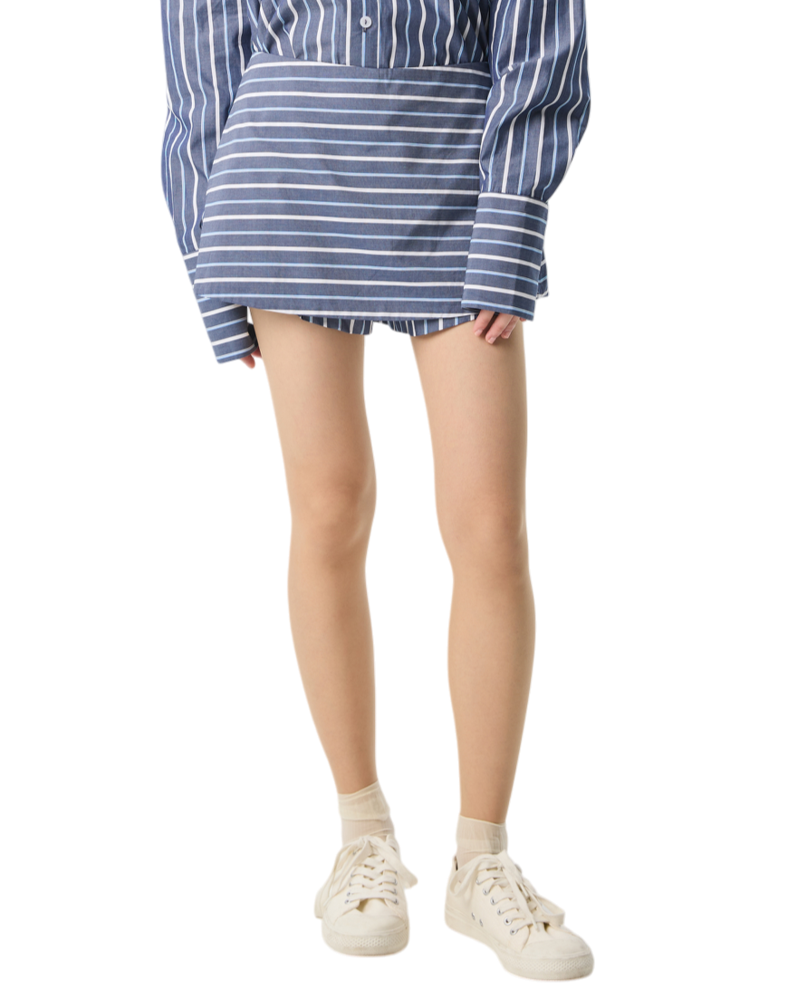 Stripe Cotton Skorts Navy Blue ( RESTOCK PRE-ORDER )